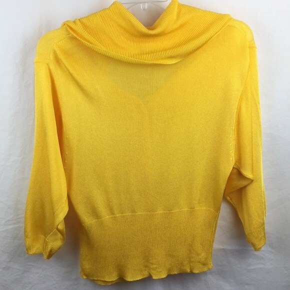 Adrienne Vittadini Women's Neon Yellow Knit Drape Neck Cardigan Sweater NEW M - Picture 5 of 10